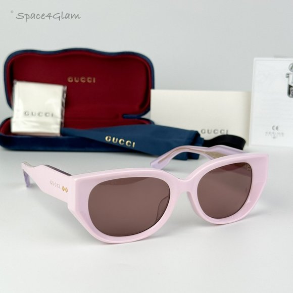 BRAND NEW Gucci GG1532SA 004 Pink Brown Unisex Cat Eye Sunglasses GG 1532SA - Picture 3 of 9
